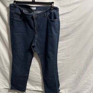 LOFT Dark Blue Curvy Straight Jeans for Women